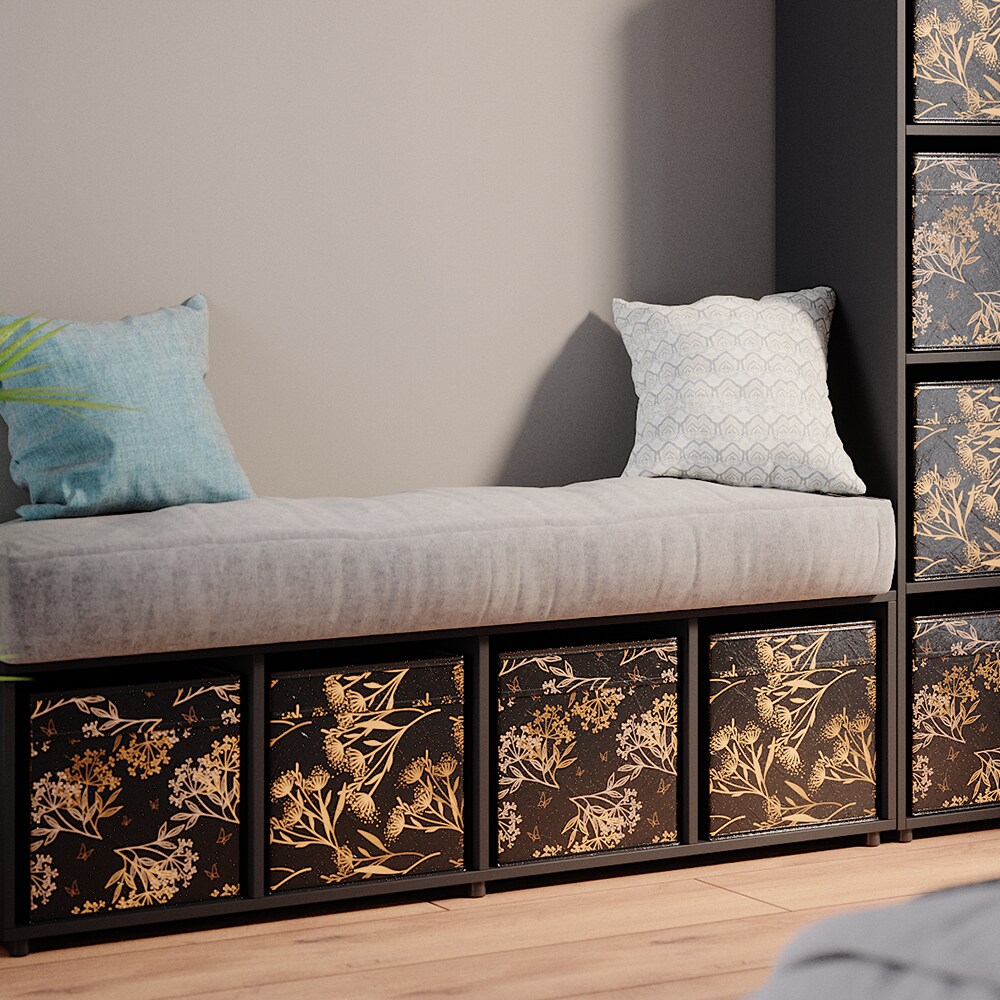Vicco Raumteiler Würfelregal Standregal Ludus Schwarz Faltbox Wohnzimmer Regal 36x145 cm modern Ablage 4 Fächer Dekoregal Ordnerregal Aufbewahrung