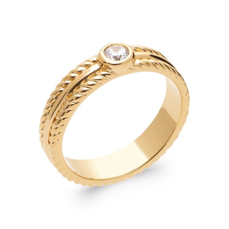 Bague Femme - Plaqué Or - Oxyde de zirconium