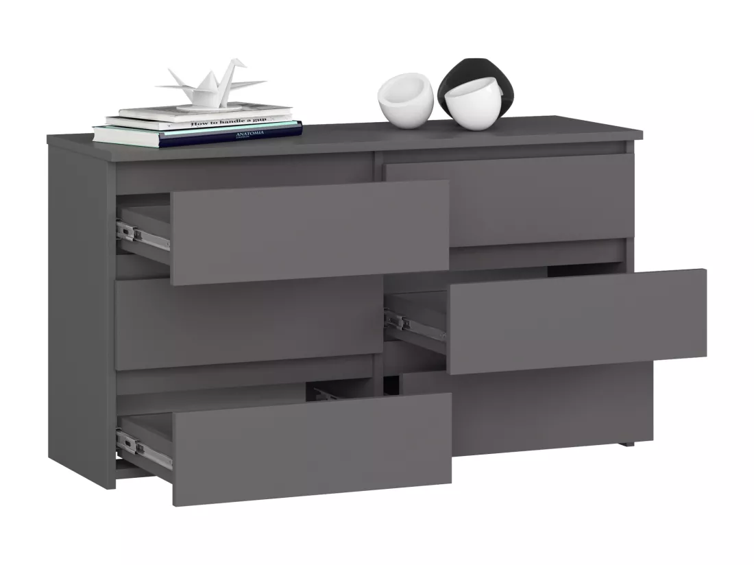 Petite Commode AKORD CL100 Gris Graphite 100 cm 6 tiroirs façade Gris Graphite 100x35x57 cm