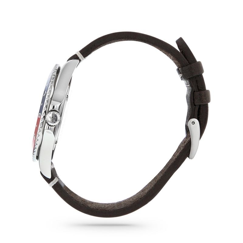 Montre Homme Foxter Sixties bracelet cuir noir, boitier acier et fond noir - SIXTIES4