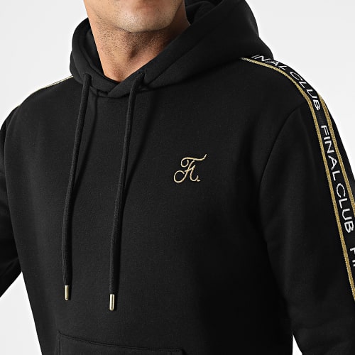 Sweat Capuche Luxury Edition A Bandes Logo 784 Noir Doré