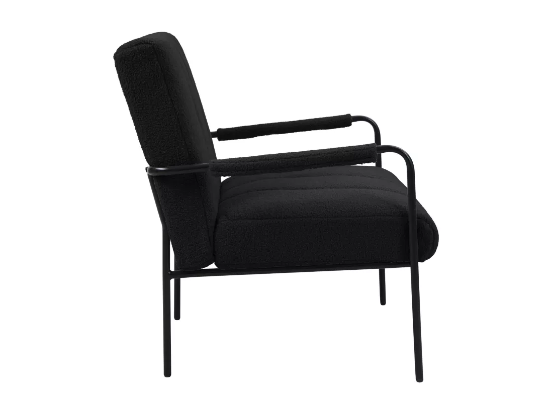 Fauteuil de salon SVITA KYLE Chaise rembourrée Chaise d'appoint Salon avec accoudoir Noir