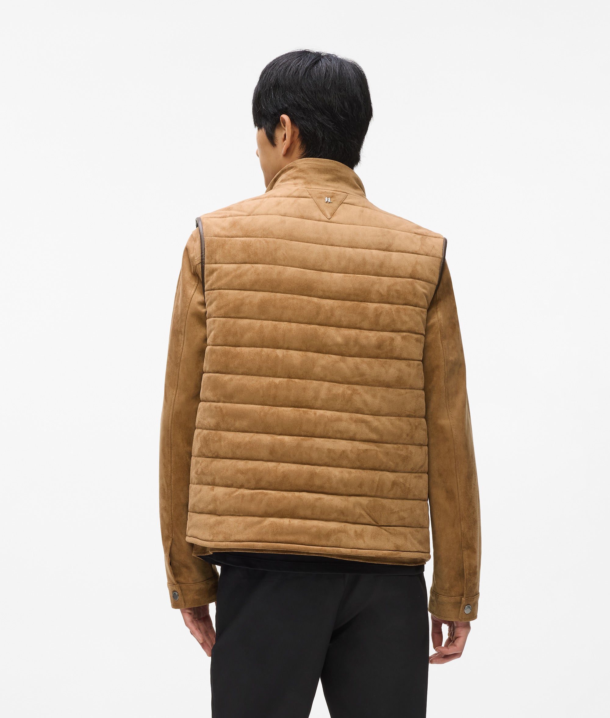 Gewatteerd gilet van imitatiesuède