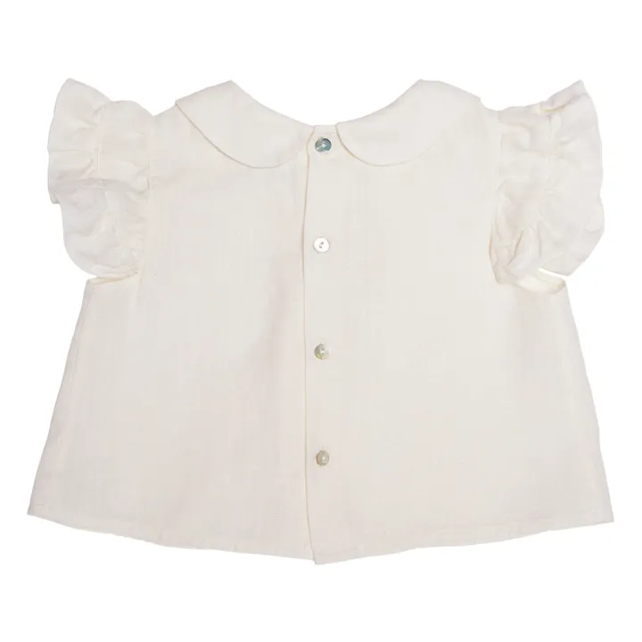 Donsje Blouse Manches Volants Mimi en Lin | Blanc