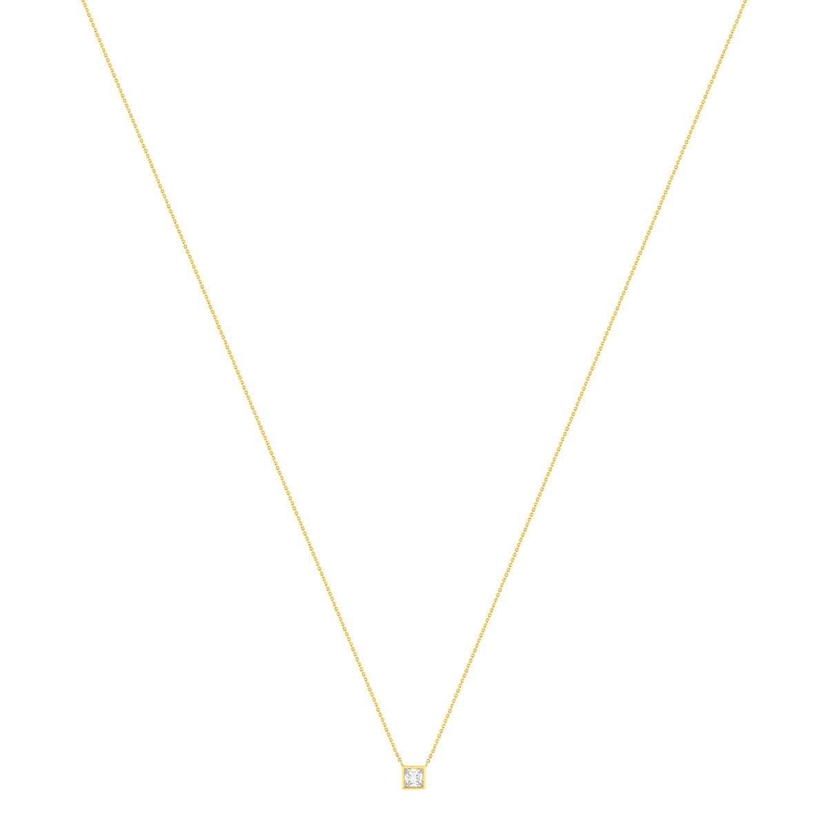 Collier or 375 jaune zirconias blancs 45 cm