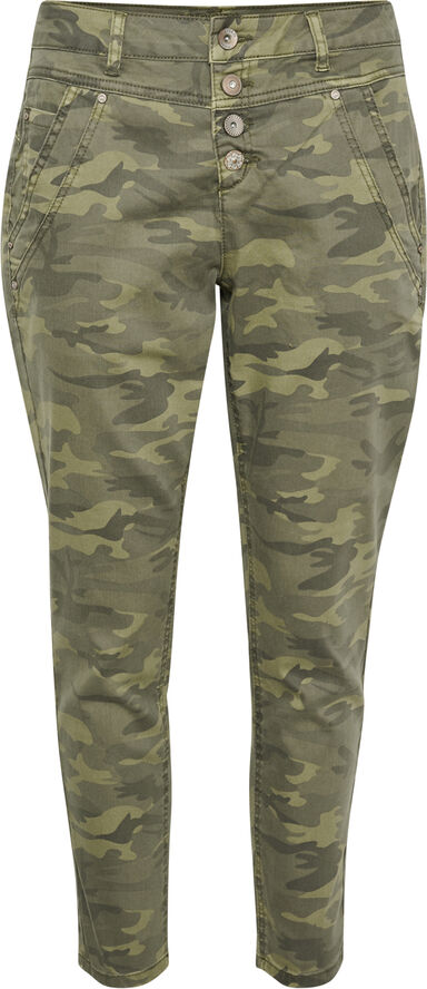 Cream CRPenora Twill 7/8 Pant Sea green printed camouflage