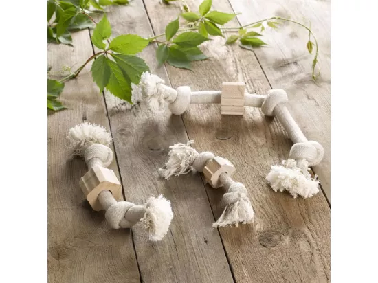 Jouet en corde et bois pour chien - Beige - L 30 cm