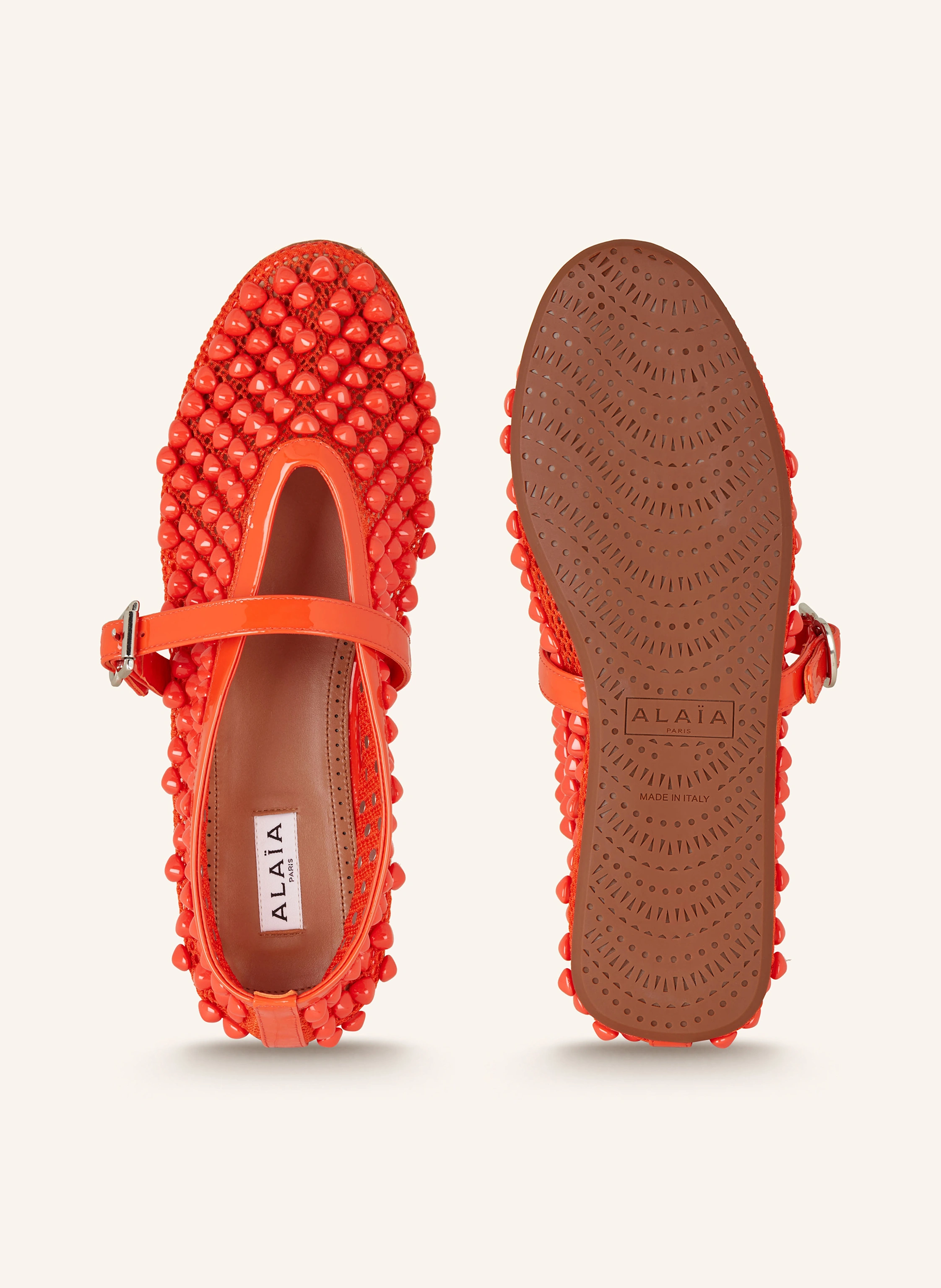ALAÏA Mary-Jane-Ballerinas mit Schmucksteinen