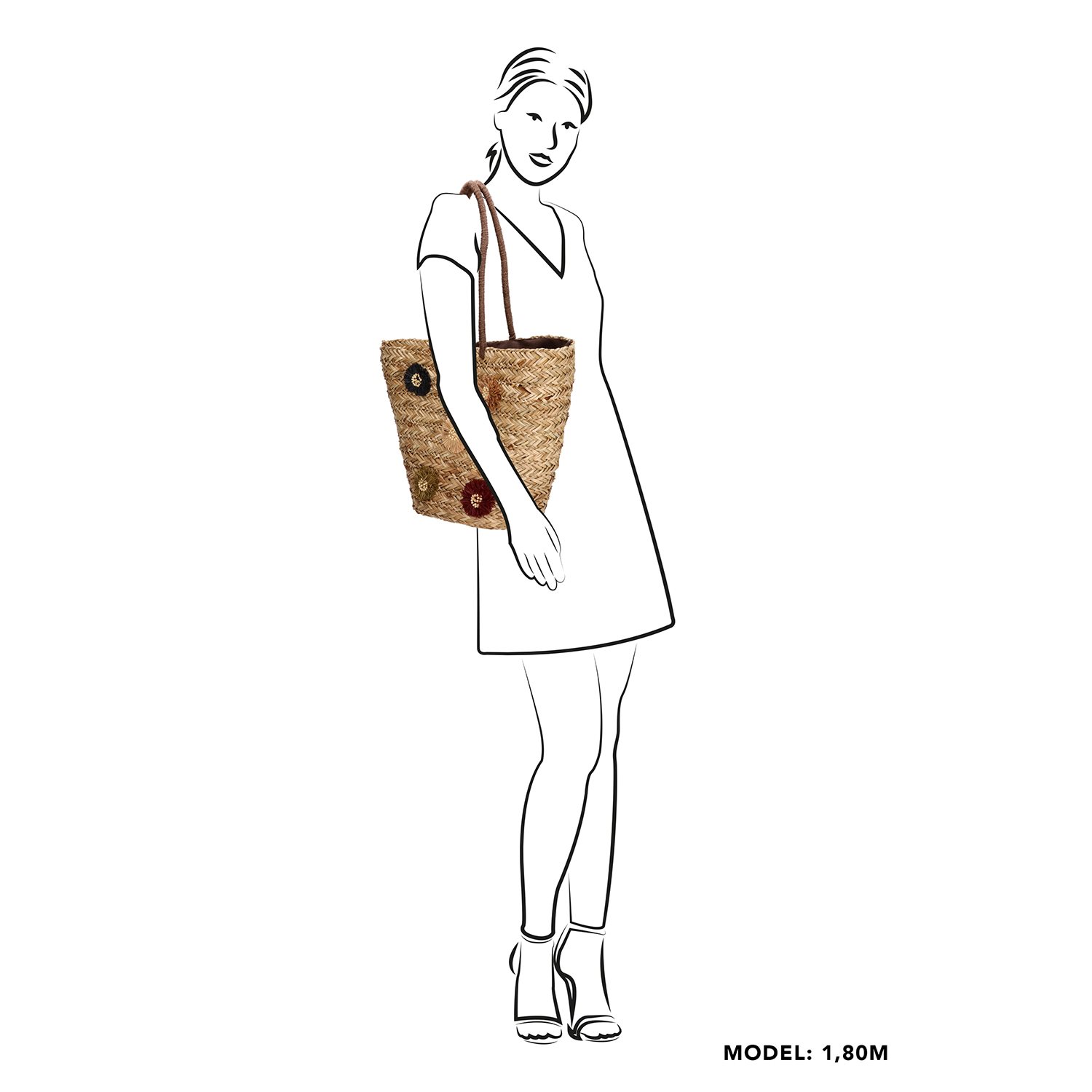 PE Florence Straw Summer Rieten Mand naturel