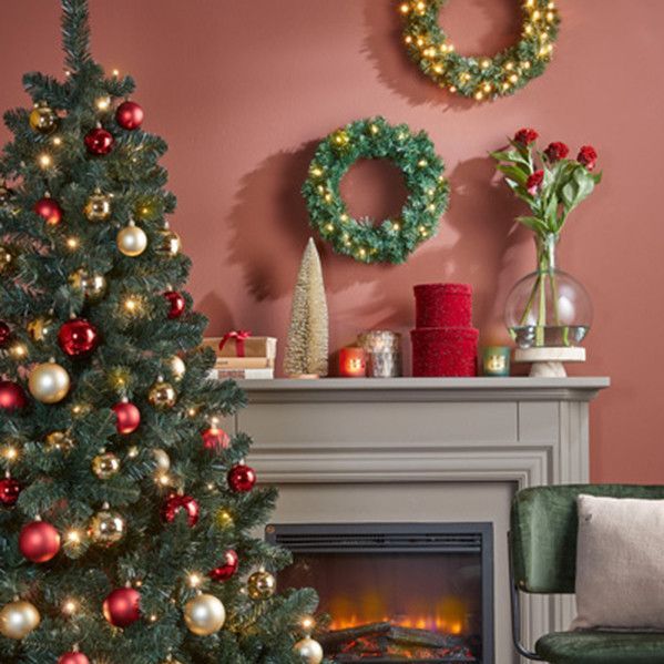 Black Box Norton kerstkrans | groen met LED lampjes | 45cm | Binnen/Buiten