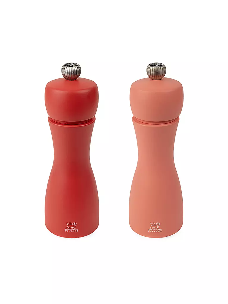 PEUGEOT Pfeffer- und Salzmühle Set TAHITI FEUER 2-tlg. 15cm Buche / Apricot und Rot rot