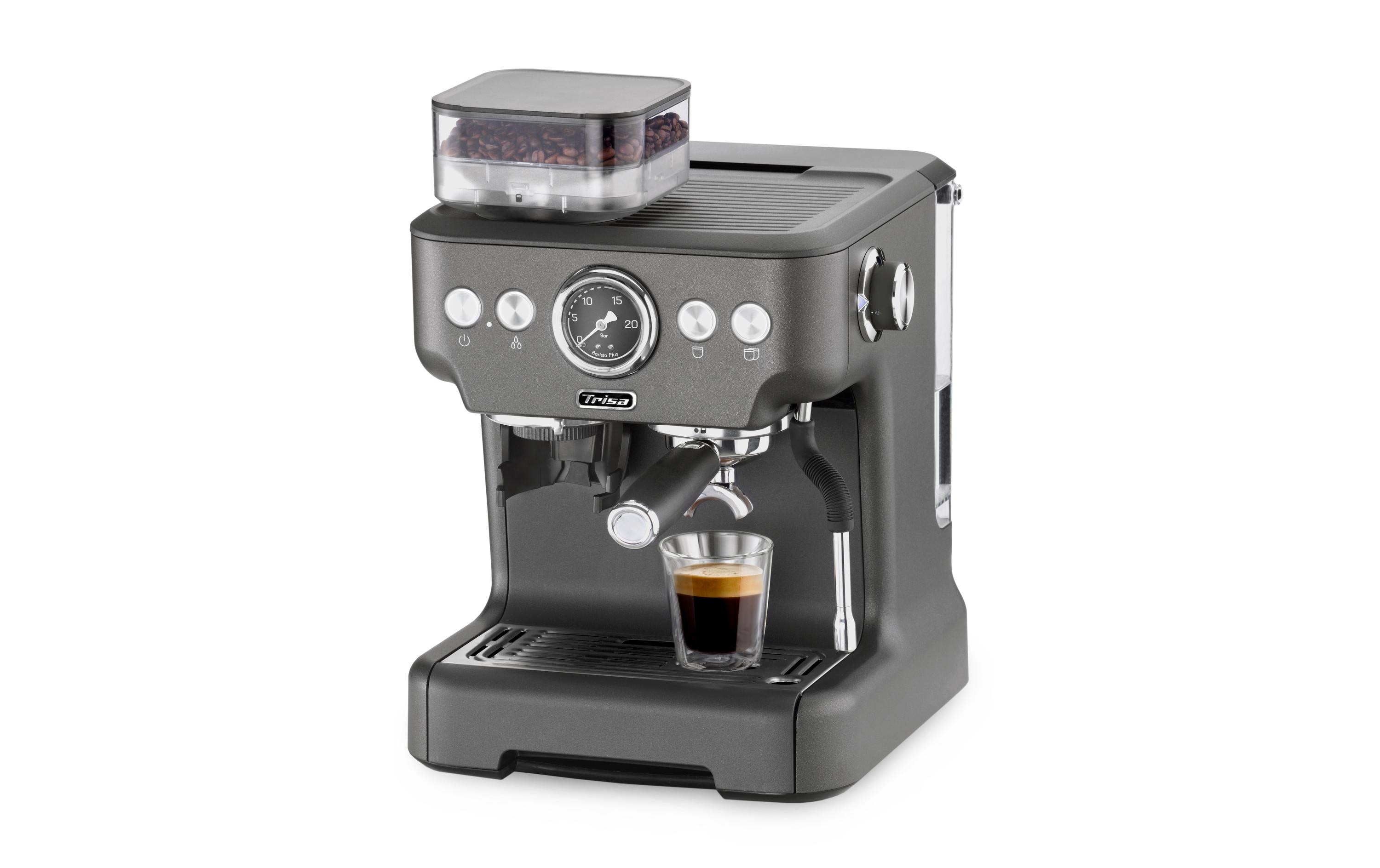 Siebträgermaschine Barista Plus Grau<br>Kaffeemaschine mit Siebträger und integriertem Mahlwerk