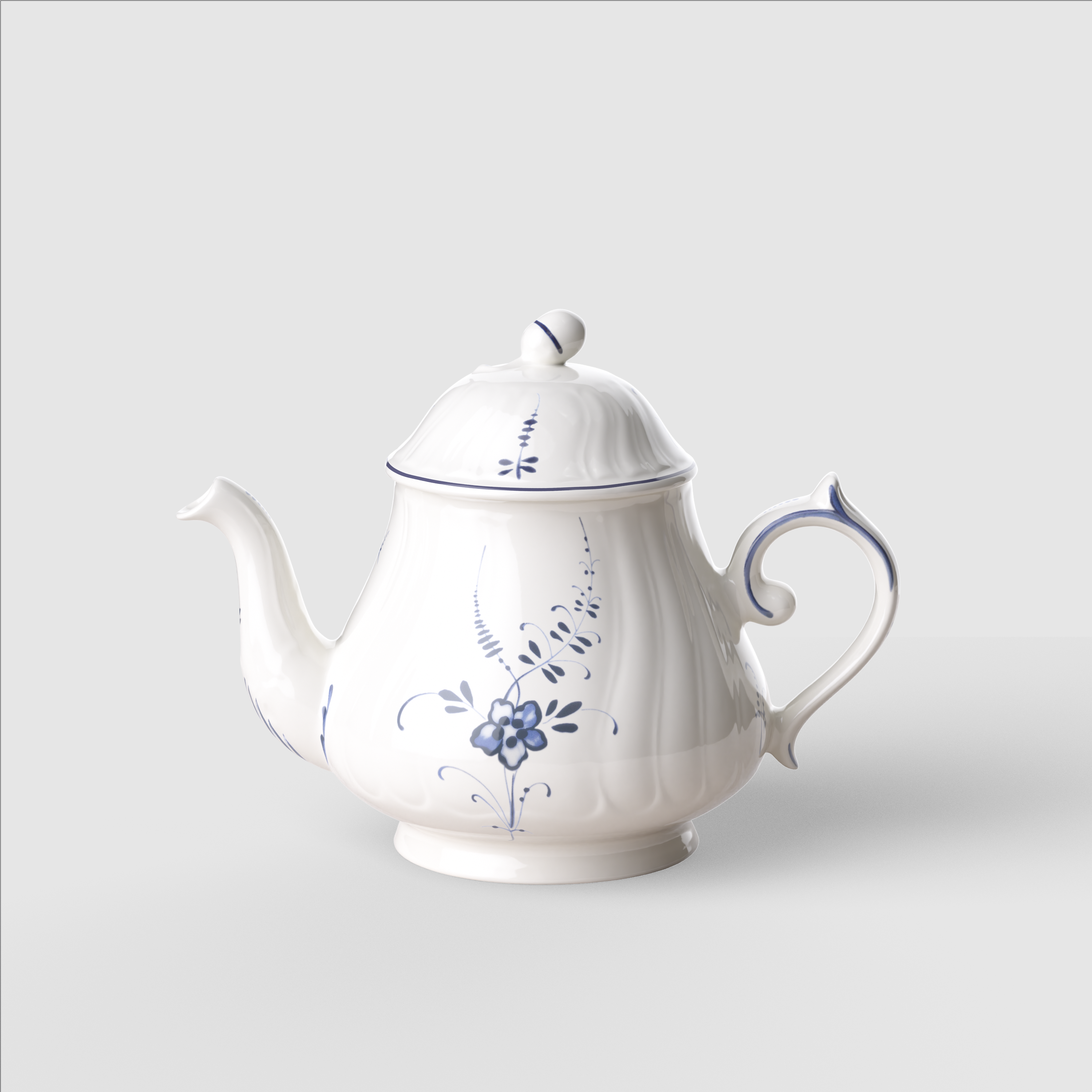 Vieux Luxembourg Teapot White, 38.3 oz, Premium Porcelain