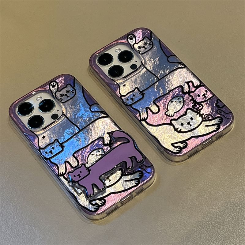 Fonekase - Katten telefoonhoesje / standaard / set - iPhone 16 Pro Max / 16 Pro / 16 Plus / 16 / 15 Pro Max / 15 Pro / 15 Plus / 15 / 14 Pro Max / 14 Pro / 14 Plus / 14 / 13 Pro Max / 13 Pro / 13 / 13 Mini