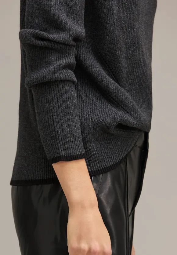 Rollkragenpullover - anthracite melange