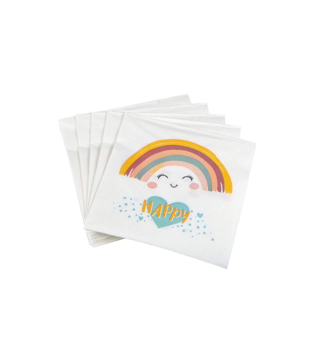Paris Prix - Lot De 20 Serviettes En Papier nuage Rainbow 33x33cm Blanc