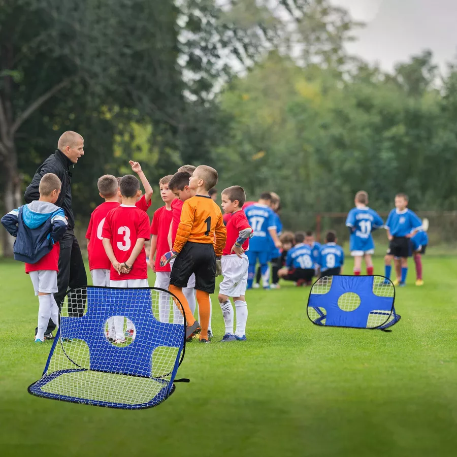 HOMCOM Fußballtor im 2er Set blau