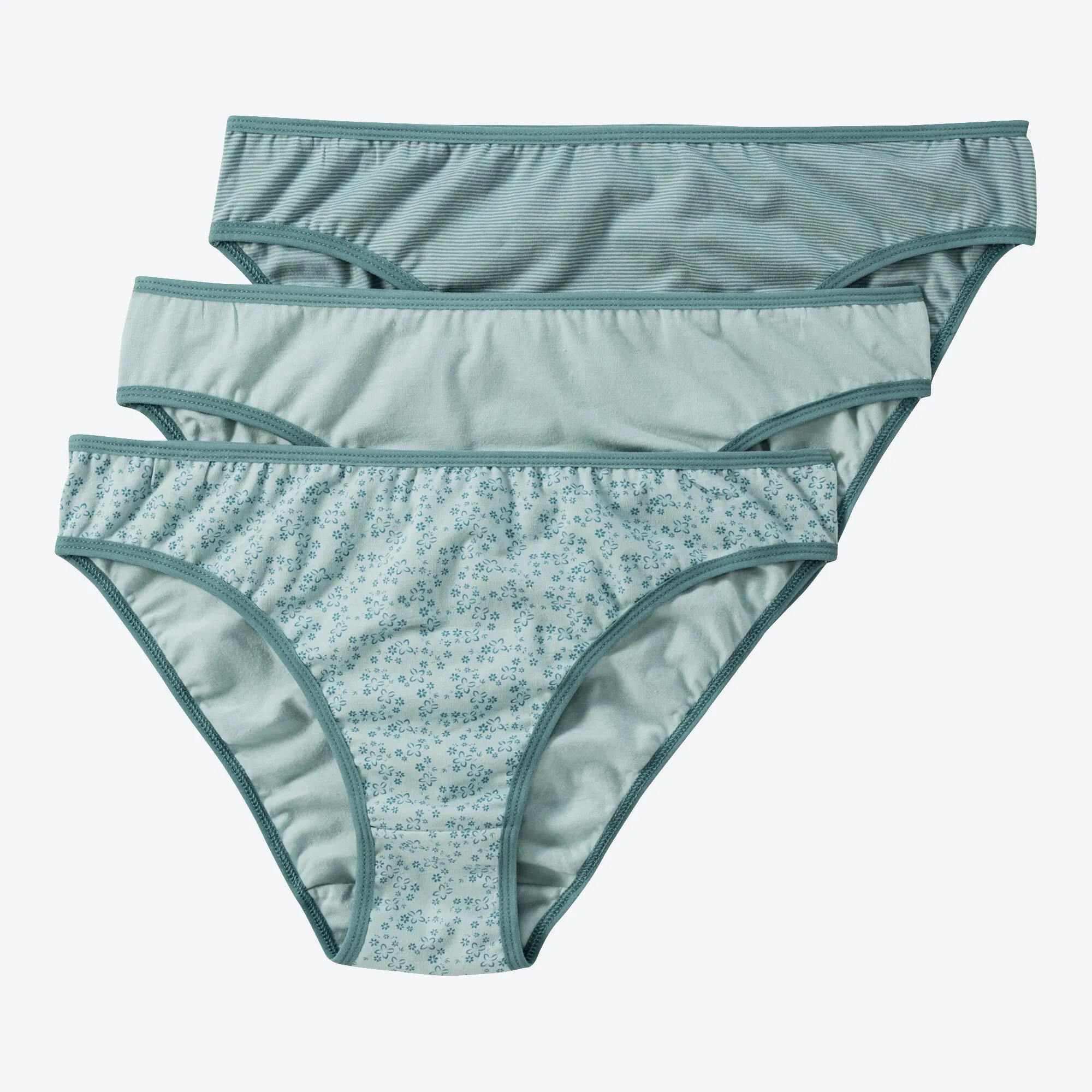 Damen-Minislip mit Kontrast-Einfassband, 3er-Pack