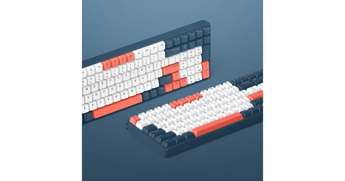 IqunixF97 Coral Sea Wireless Mechanical Keyboard, gaming toetsenbord  (Donkerblauw/koraal, US lay-out, IQUNIX Moonstone, RGB leds, 96%, Hot-swappable, PBT, 2.4GHz | Bluetooth 5.1 | USB-C)