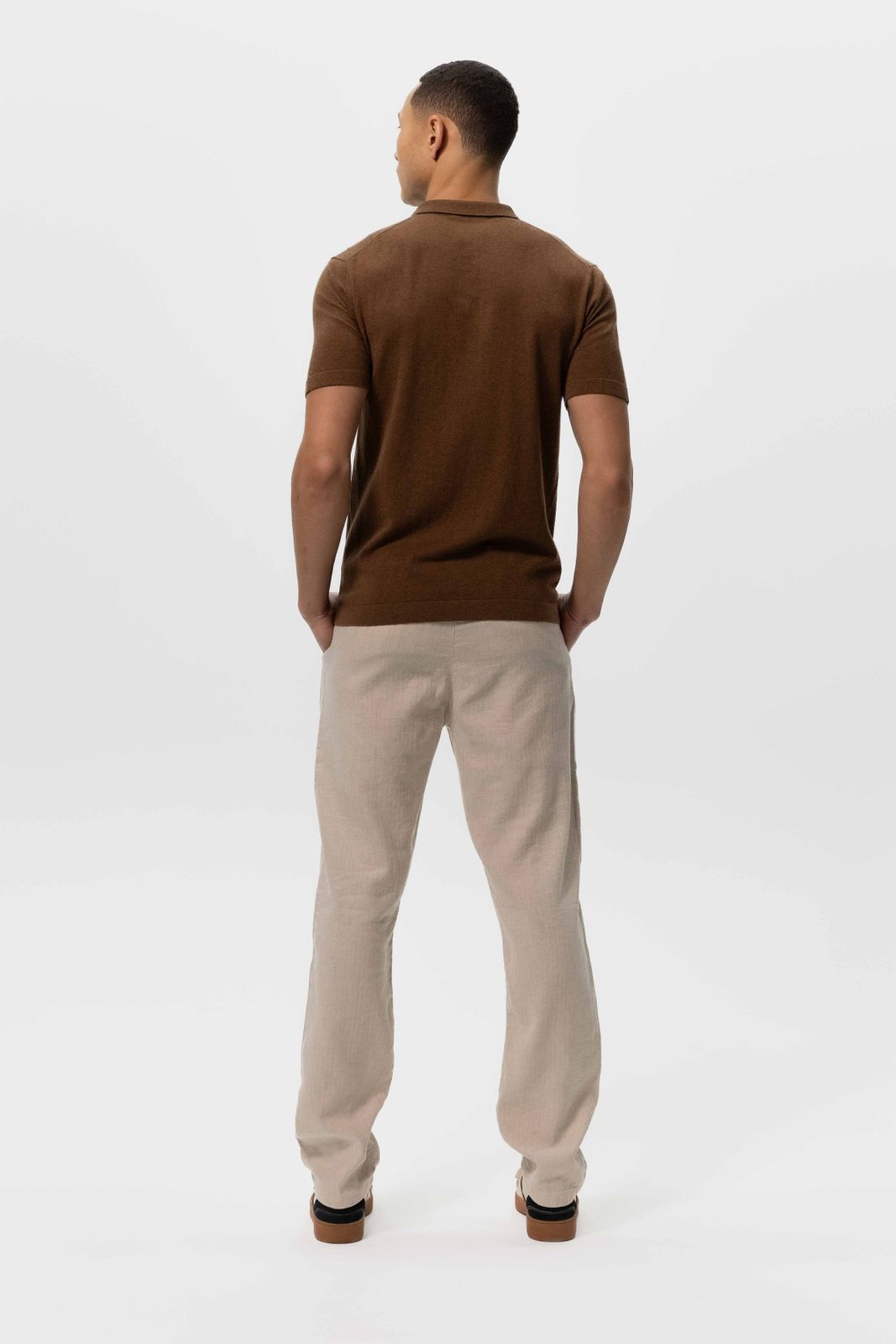 Beige katoenen linnen chino