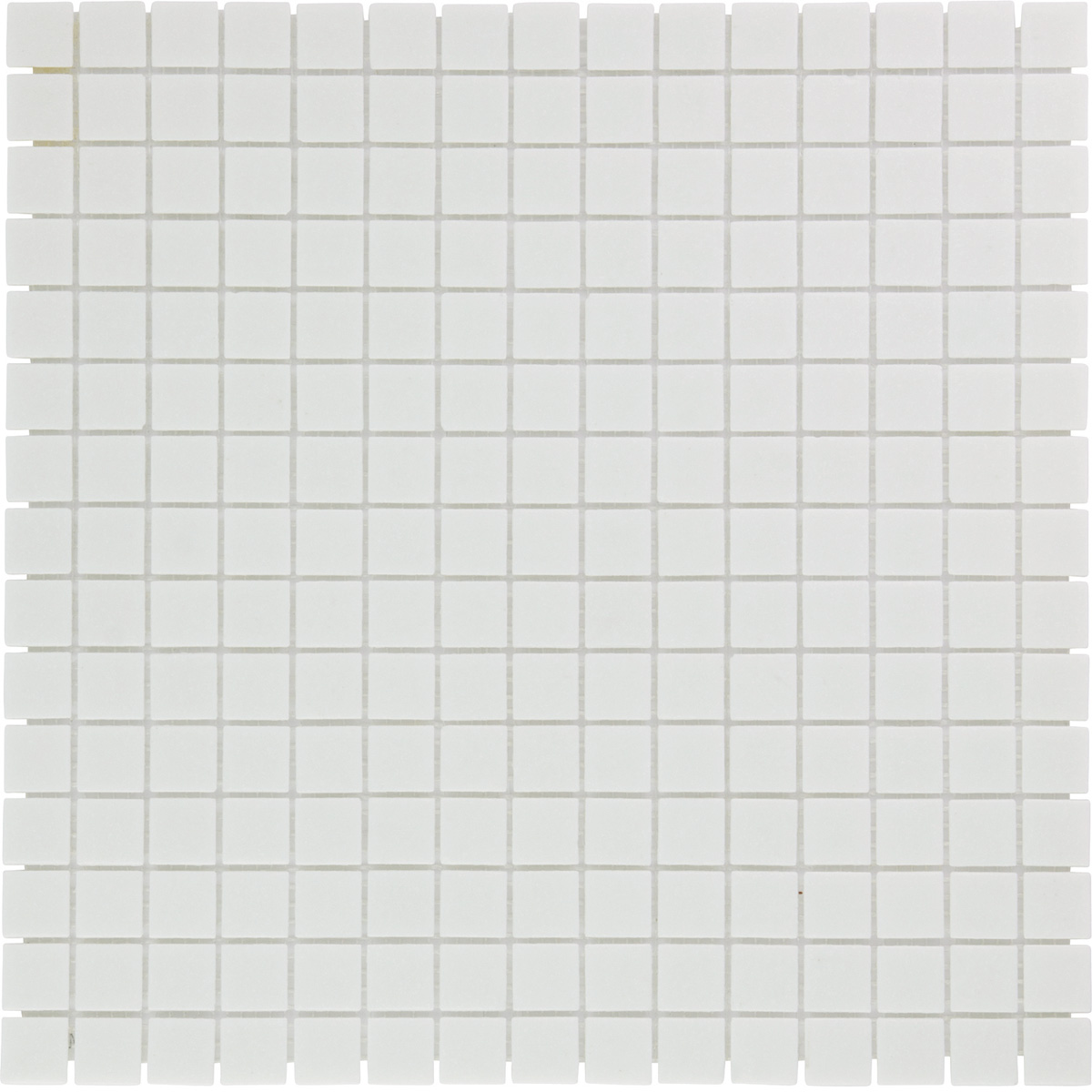Tegelsample: The Mosaic Factory Amsterdam vierkante glasmozaïek tegels 32x32 ultra wit