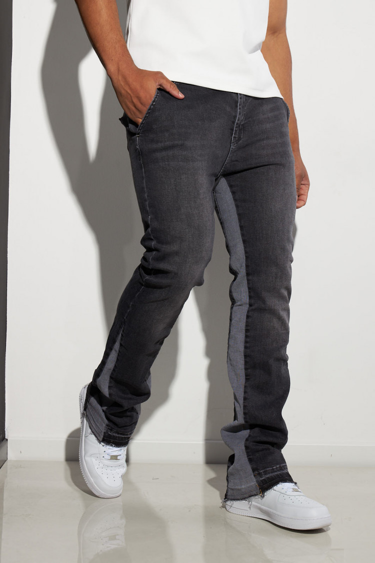 Jean gris foncé à empiècement gris clair