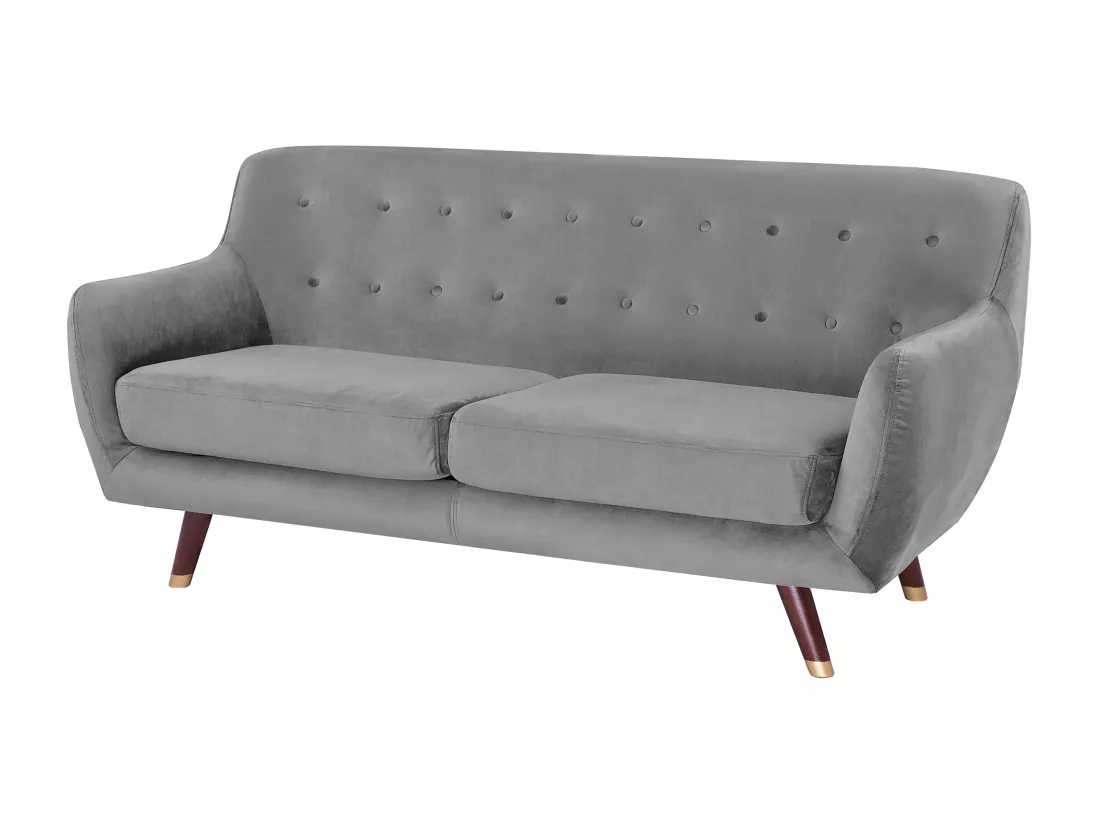 Ensemble canapés et fauteuil en velours gris 6 places BODO