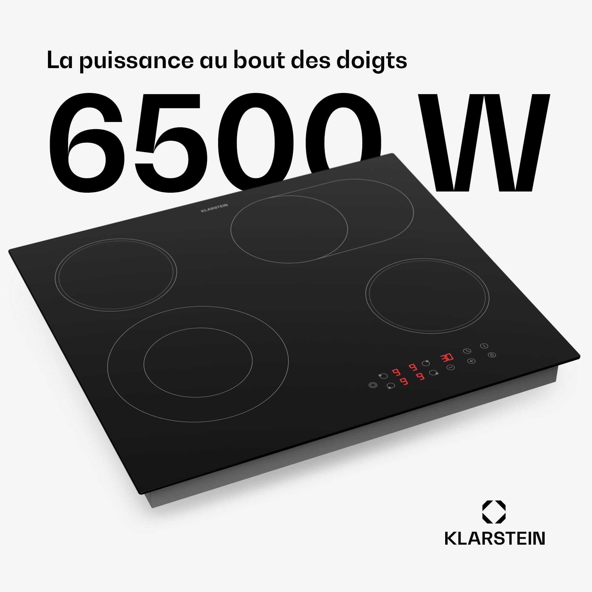 Klarstein Plaque Induction 6500W, Plaque de Cuisson Electrique à Induction, Plaque Induction Encastrées 4 feux, Tables de Cuisson, Plaques chauffantes