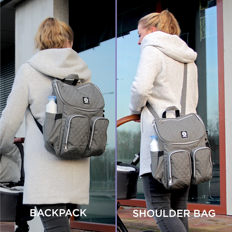 DOOKY Wickelrucksack 2 in 1 Grey melange