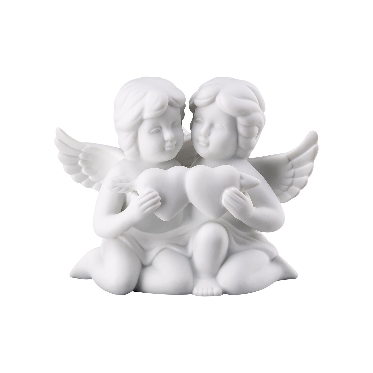 Angels Weiss matt Engelpaar mit Herz