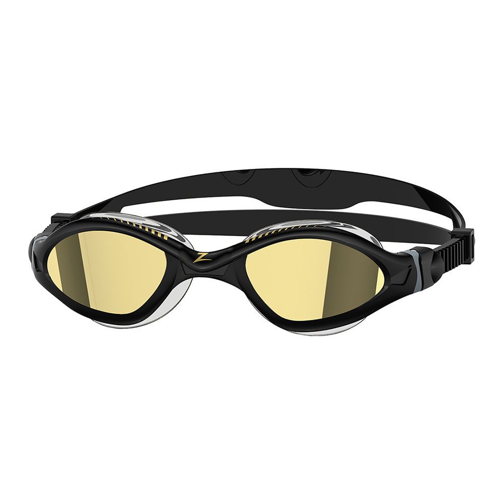 Zoggs TIGER LSR+ LIQUID SKIN RACE MIRROR - Lunettes de natation black grey/mirrored gold