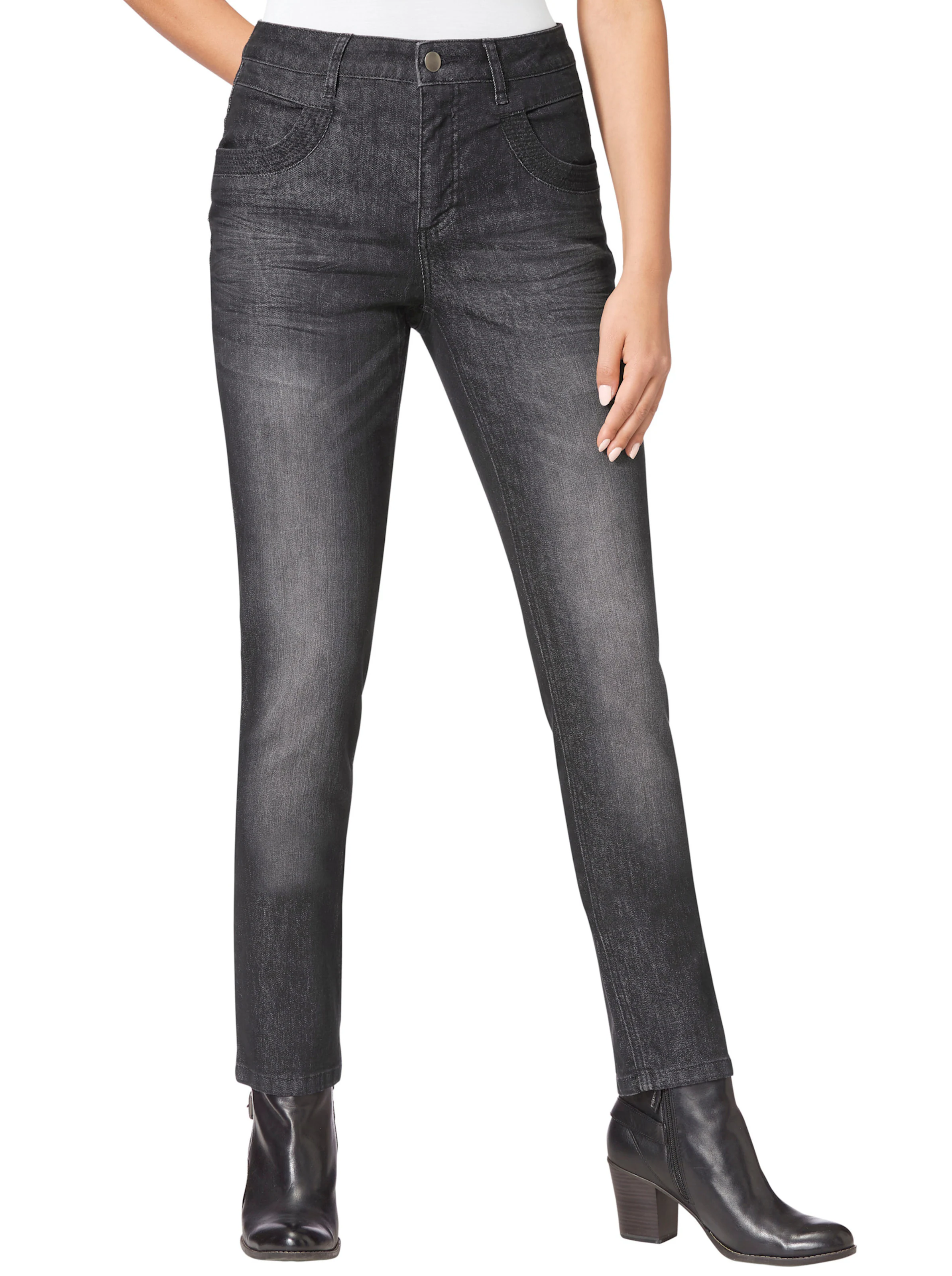 Röhrenjeans in black-denim