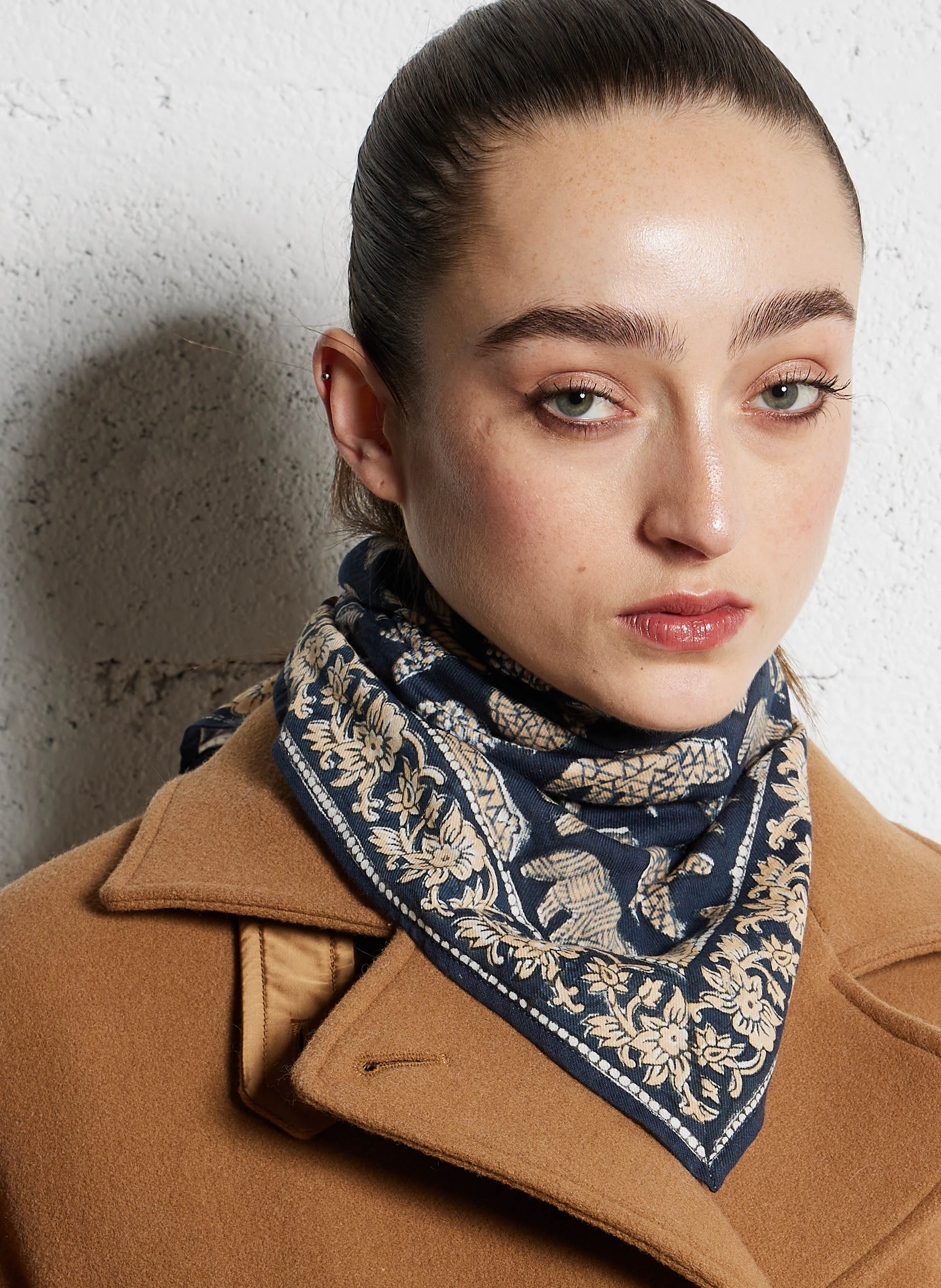 MANIKA - Foulard imprimé en coton | Bleu
