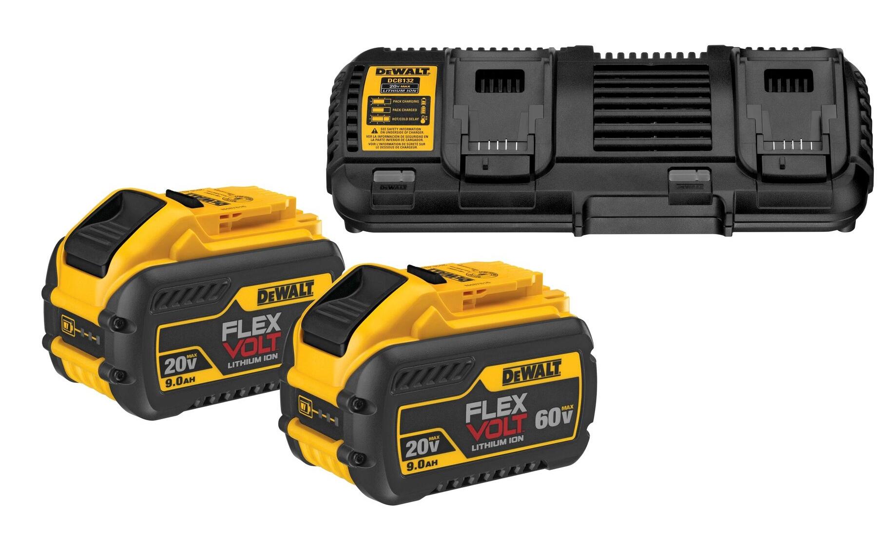 Starter-Set XR Doppelladegerät und 2x 54 V 9 Ah Akku<br>DeWalt 54 V XR Akku Starter-Kit