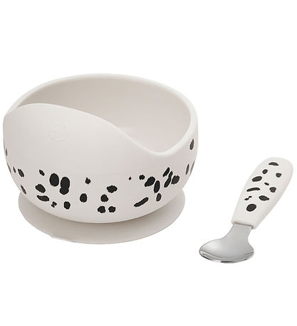 Elodie Details Schüssel m. Löffel - Silikon - Dalmatiner Dots