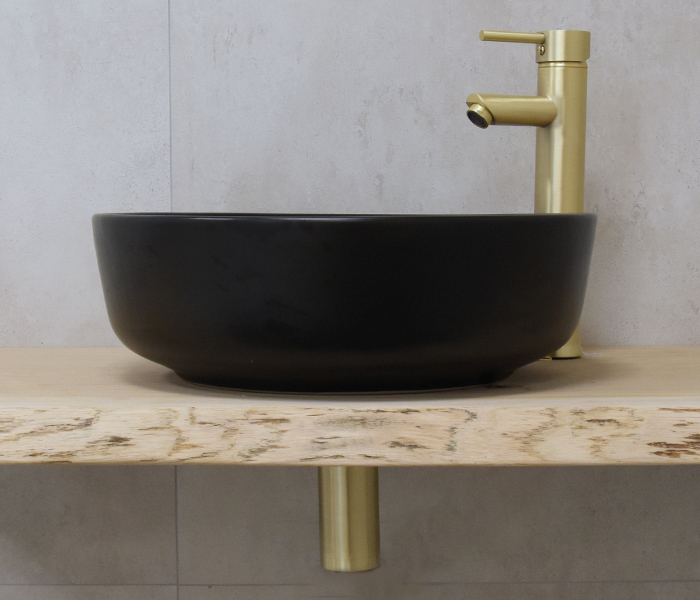 Saniclear Pura waskom set met gouden kraan compleet