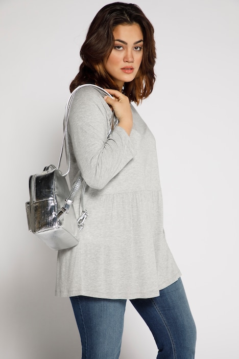 Shirt, Quernaht, A-Line, V-Ausschnitt, 3/4-Arm