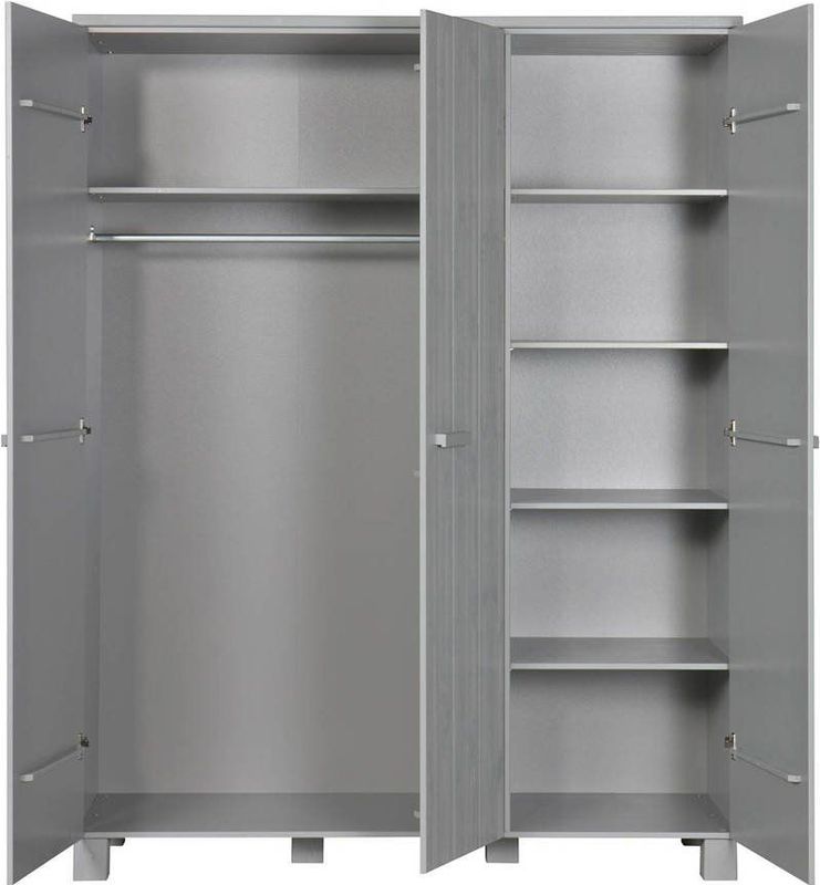 WOOOD Dennis 3-Deurs Kast - Betongrijs - Grenen - 202x158x55