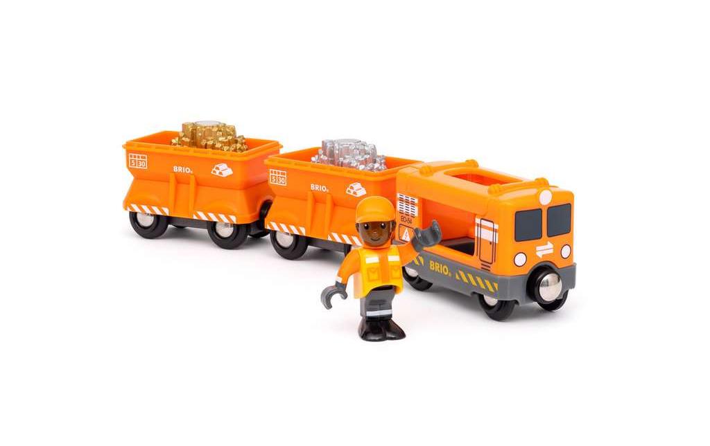 BRIO World Cargo TrainSpielzeugeisenbahn mit zwei Güterwaggons