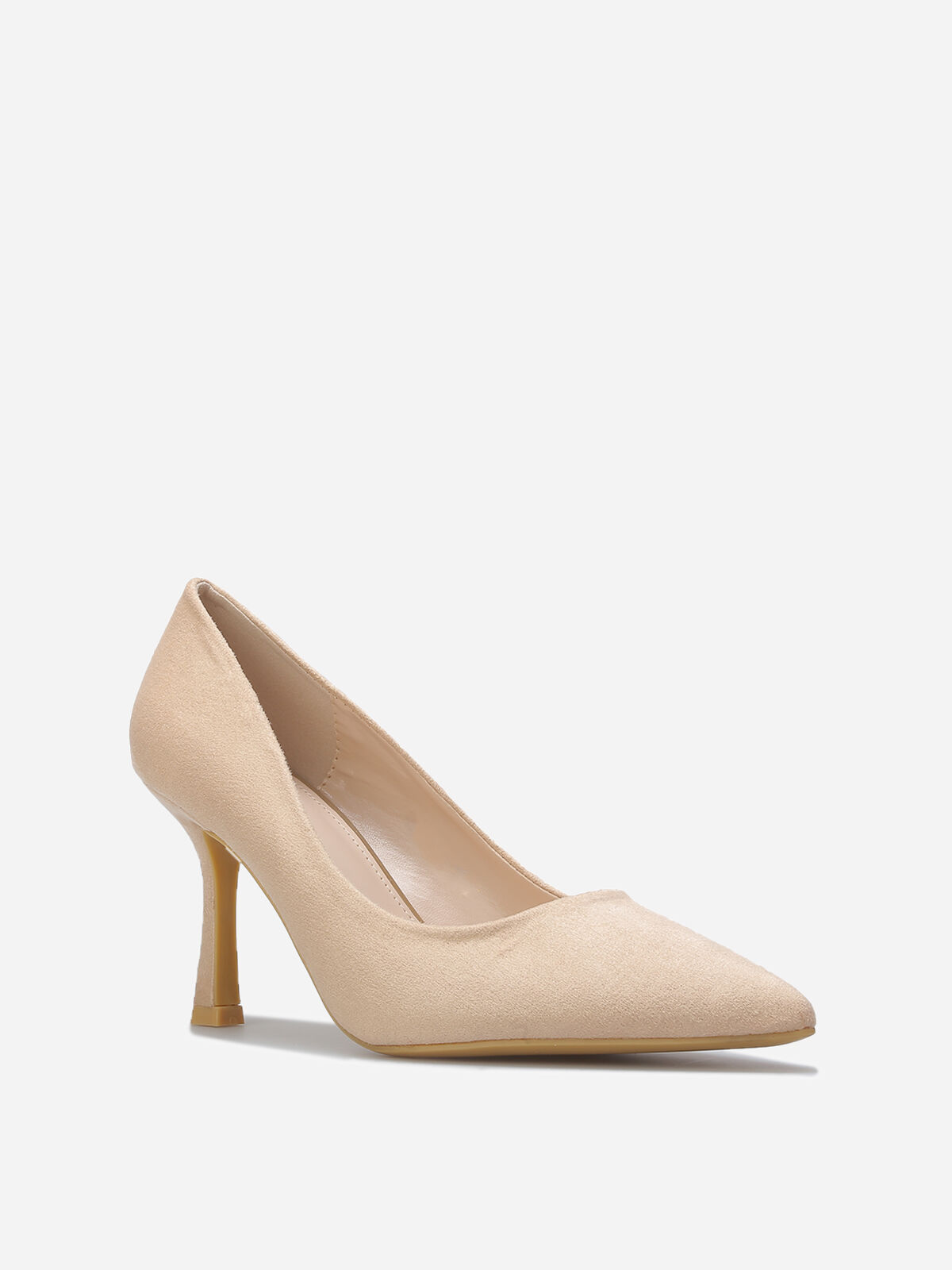 Escarpins pointus en suédine- Beige