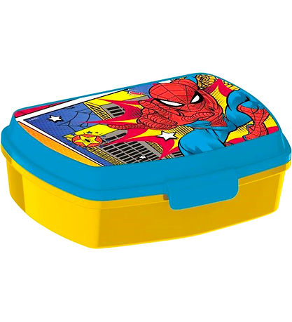 Spiderman Madkasse - Funny Sandwich Box - Gul/Bl?
