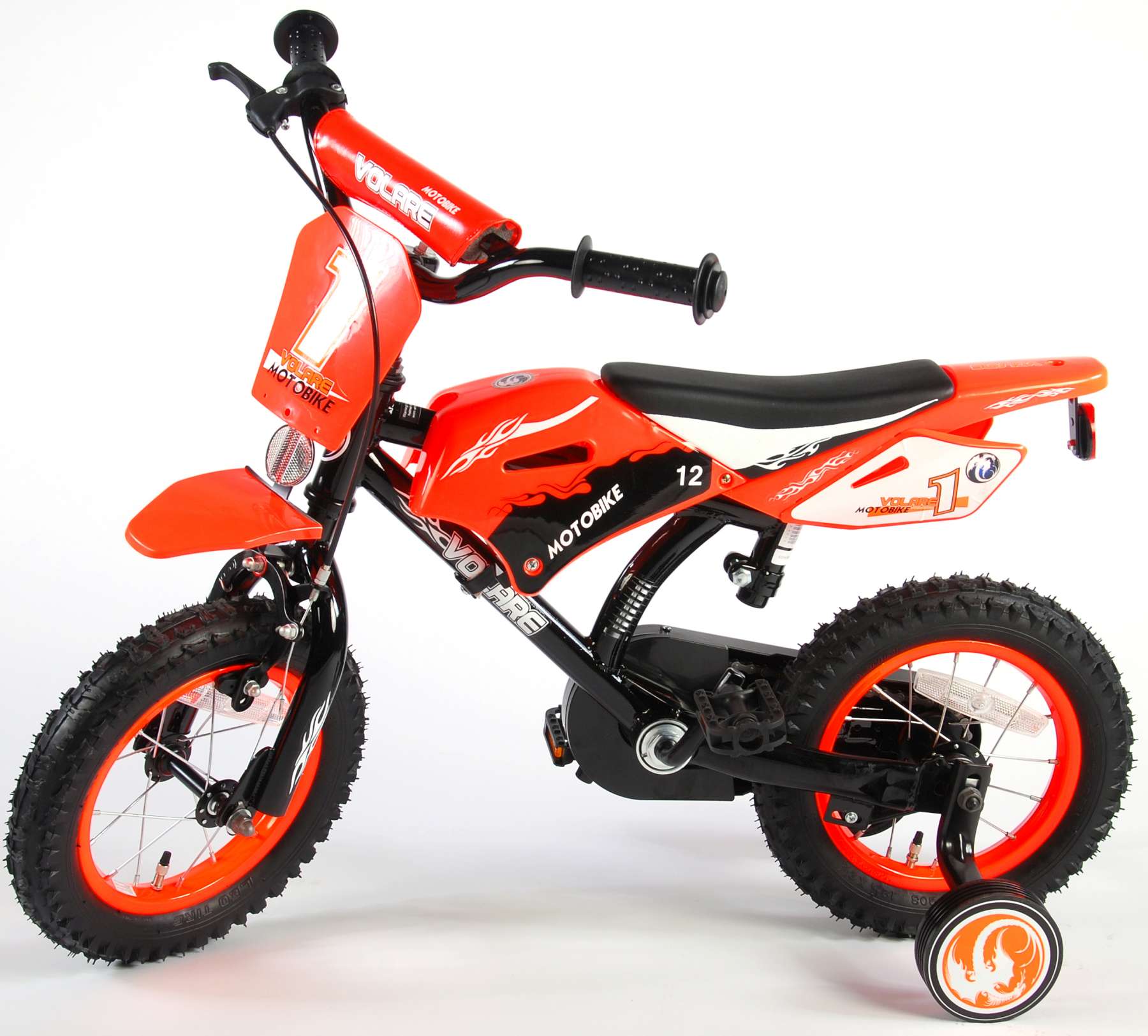 TPFSports Motorrad Kinderfahrrad - Jungen - 12 Zoll - 2 Handbremsen - Grün