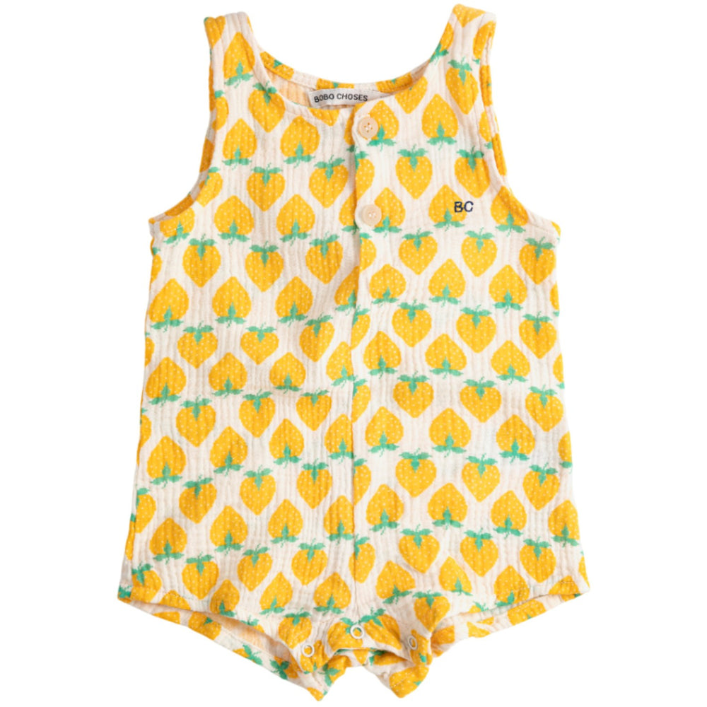 Køb Bobo Choses White Strawberry All Over Woven Playsuit