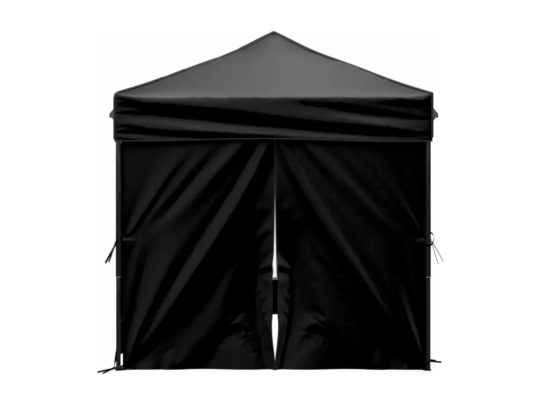 Tente de réception pliable avec parois Noir 2x2 m