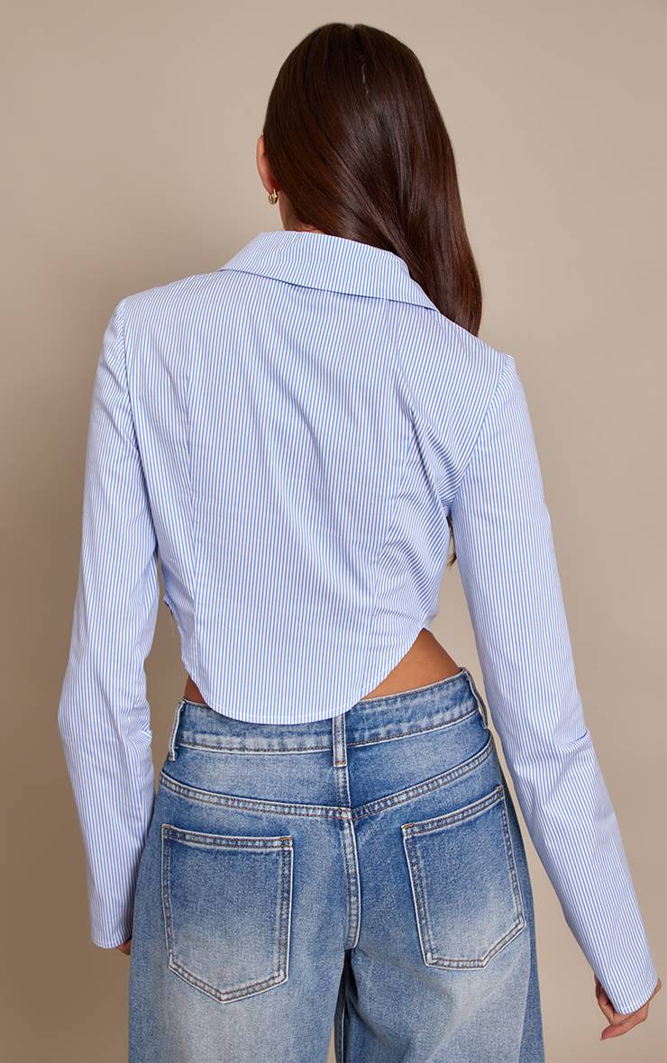 Bleu Chemise Courte À Carreaux Avec Détail Nœud