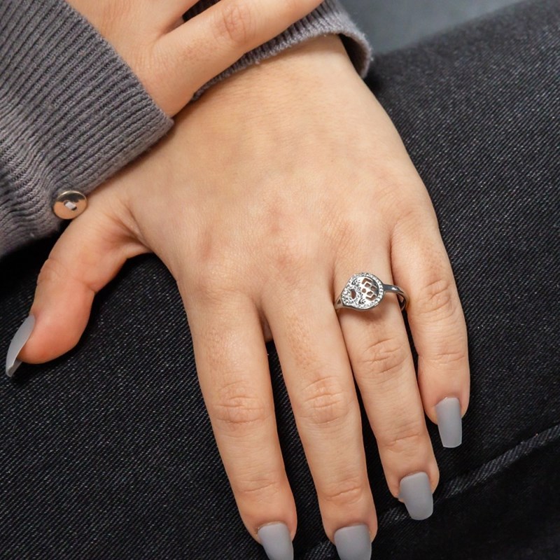 Bague Femme Acier Ornée Zirconium