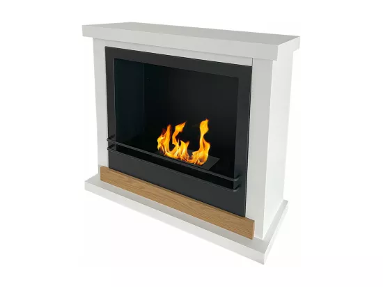 Cheminée au bioéthanol Stockholm cheminée bio au sol en bois blanc L75xP24xH68 cm