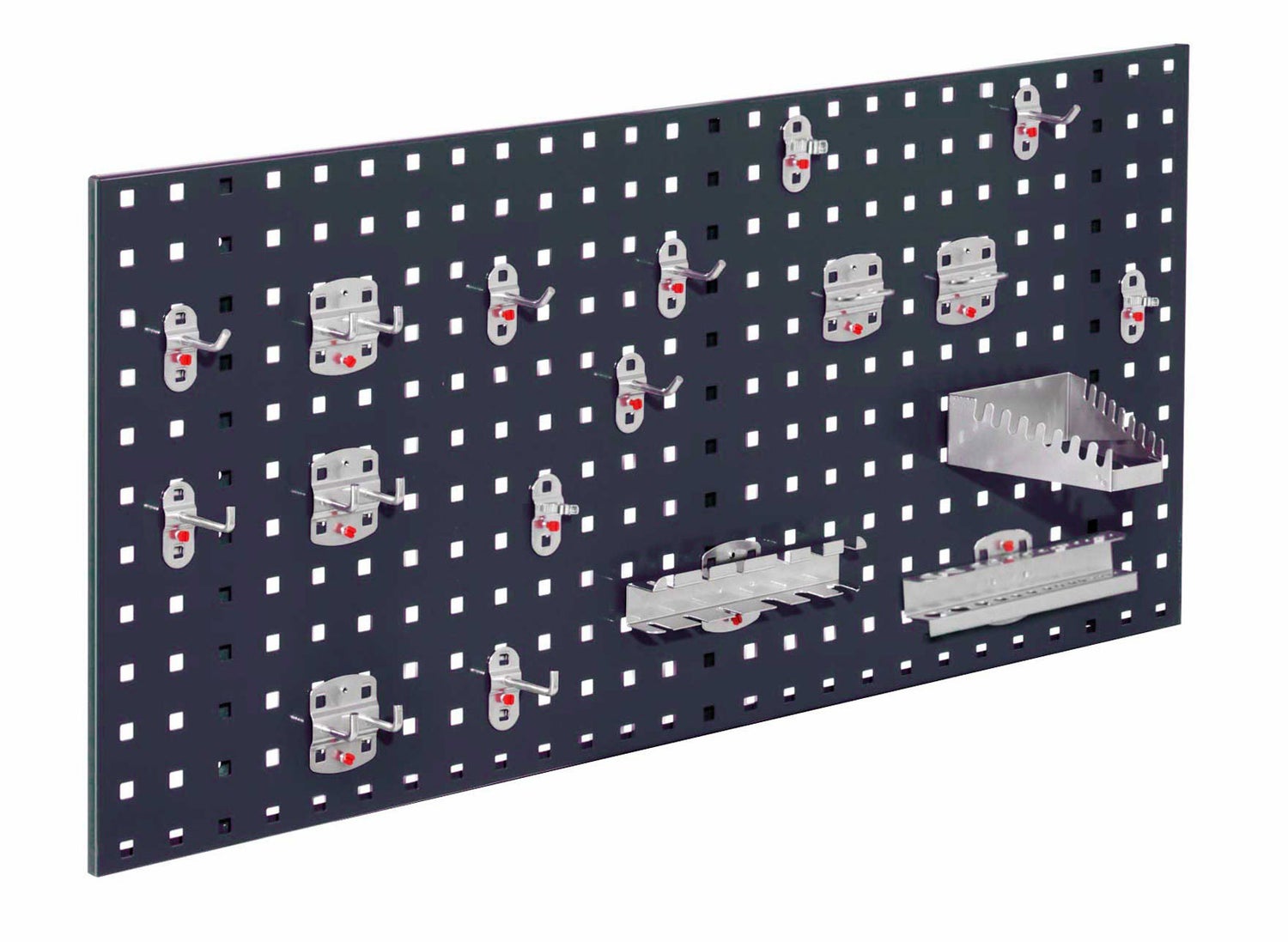 Kappes® RasterPlan Starterset #6 1x Geperforeerde plaat 1000x450mm 1x Gereedschapshouders assortiment 18-delig Antracietgrijs RAL 7016