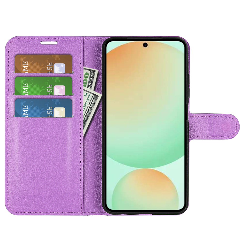 Samsung Galaxy S25 FE Leder Tasche Flip Cover Litchi Look - Lila