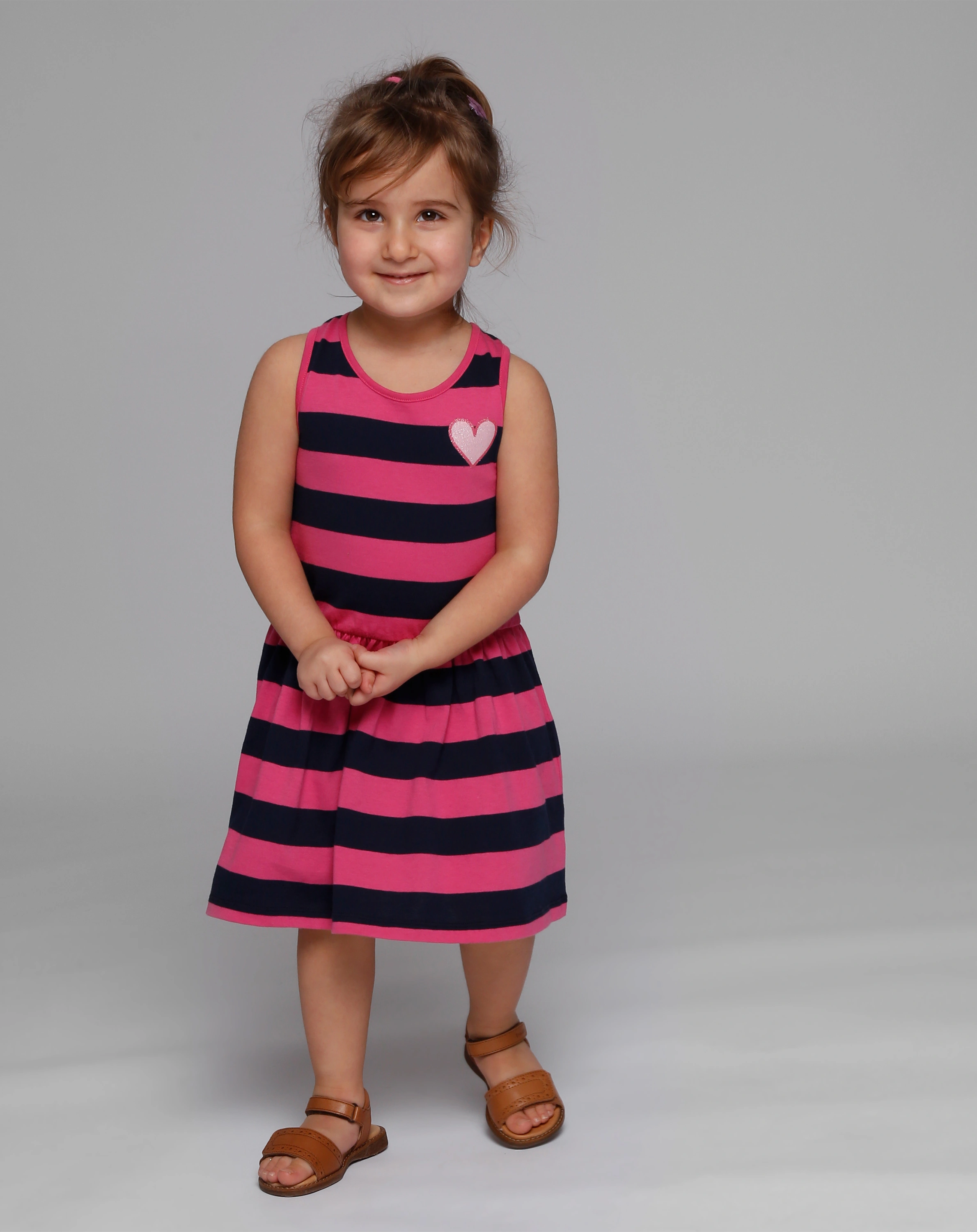 Kleid SMALL HEART gestreift in dunkelblau/rosa
